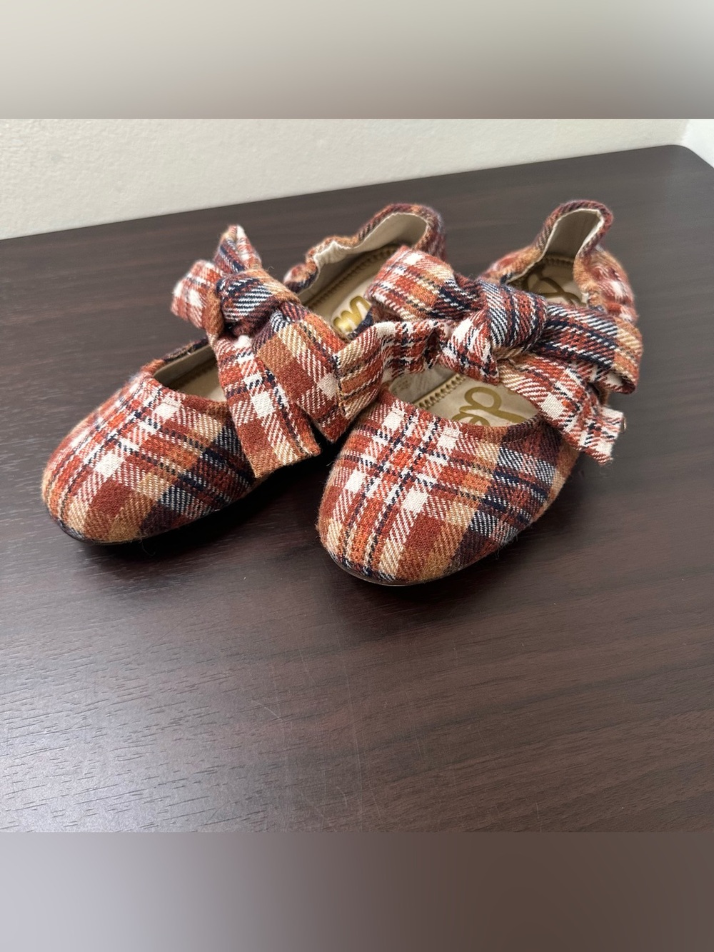 Sam Edelman Plaid Bow Mary Jane Felicity Slip-On Flat Round Toe Shoes Girl 2 New